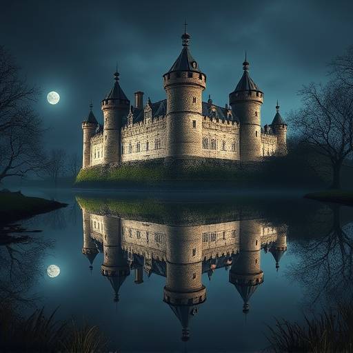 Image de la location 1 : Les douves du château reflétant l'architecture médiévale.