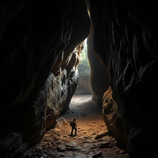 Image de la location 8 : Passage étroit dans la grotte, idéal pour des scènes d'aventure et d'exploration.