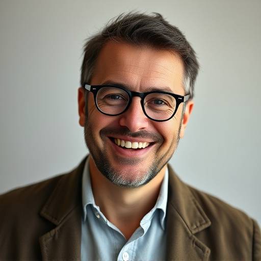 Portrait d'Antoine Dubois, co-fondateur du Studio Lumière Étoile, souriant et portant des lunettes